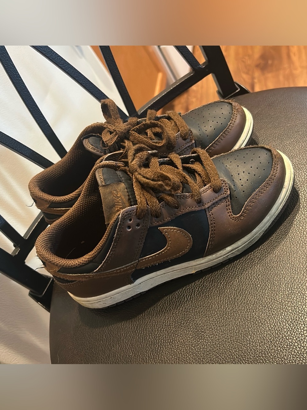 Nike Brown and Black Low-Top Sneakers with White Midsoles